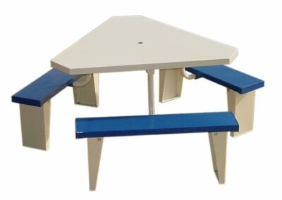 Picnic Table with Blue Seats